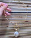 Colar Choker Feminino Elo Aro Liso Pingente Pedra Resina Gota Oval Grande Folheado Ouro 18k Tendência Moda Luxo Presente