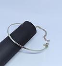 Colar Choker Feminino Gargantilha Aro Rígido circula liso Folheado a Prata Luxo Ajustável Tendência 2024