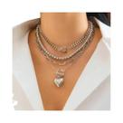 Colar Choker Feminino Multicamadas Com Pingente De Coração CCB, Corrente De Elos Com Contas, Joia