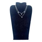 Colar CHOKER GARGANTILHA DUPLA AÇO INOX 4 PONTO LUZ zirconia
