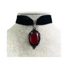Colar Choker Gótico Feminino Com Pingente Vermelho Sangue De Bruxa, Acessórios De Joias