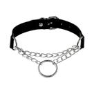 Colar Choker Gótico Punk Em Couro PU Preto Para Mulheres E Homens, Corrente Redonda Em Camadas,