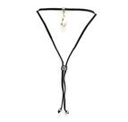 Colar Choker Gravatinha Preto Com Búzios