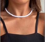 Colar Choker Miçangas Disco Fimo Disquinhos de Borracha Colorida Feminino Masculino Moda Praia Verão Gargantilha