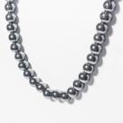 Colar Choker Pedra Hematita Bolinha 8mm Furada 45cm Rosca