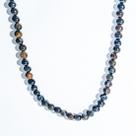 Colar Choker Pedra Olho de Falcão Bolinha 6mm Rolada 40cm