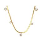 Colar Choker Pequeno Em Ouro 18k Com Cristais CZ E Pingente De Corrente Herringbone Para Mulheres