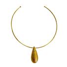 Colar choker pingente gota banhado a ouro