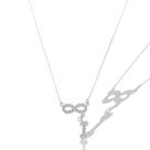 Colar Choker Pingente Love Pet Infinito Ossinho Prata Pedra