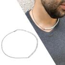 Colar Choker Sofisticado Moda Masculina Bolinha Branca Rajada Corrente Groumet