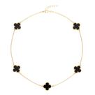 Colar Choker Trevos Preto Virginia Folheada Ouro 18k