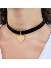 Colar Choker Veludo Coração Banhado á Ouro 18k