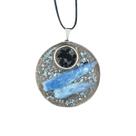 Colar Cianita Azul Turmalina Negra Orgonite Arcanjo Miguel Proteção