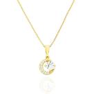 Colar Círculo Com Pedrinha Cristal Banhado a Ouro Colar Círculo Com Pedrinha Cristal Banhado a Ouro