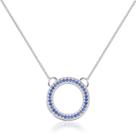 Colar Círculo Cravejado Branco, Rubi e Azul Prata 925 15mm