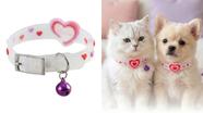 Colar Coleira Pet Fluorescente Silicone Gato Cachorro Corações Guizo 28cm Ajustável Conforto