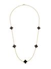 COLAR COM CINCO TREVOS NEGROS BANHADO A OURO - 60 cm + 5 cm Extensor