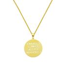 Colar com medalha mantra entrego confio aceito agradeço folheado á ouro 18k