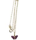 Colar com mini borboleta ouro 18k amarelo zirconio vinho.Ro