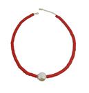 Colar com pérola barroca central e lateral emborrachada banhado a ouro - 40 cm + 5 cm extensor