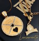 Colar com pingente anilha luxury cravejado banhado a ouro