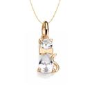 Colar com pingente banhado ouro 18k feminino rommanel cingapura 42cm gato pedra zircônia 531153 541469