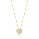 Colar com pingente coração cravejado banhado a ouro - zircônia - 40cm + 7cm extensor