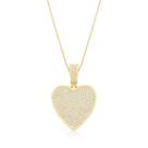 Colar com pingente coração cravejado banhado a ouro - zircônia - 45cm + 7cm extensor