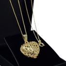 Colar Com Pingente Coração Decorado Banho De Ouro 18k 3324A