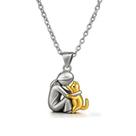 Colar com pingente Couple Hug, design para cães e meninas, prata e G