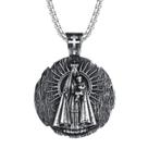 Colar com pingente de aço de titânio da Virgem Maria com cruz