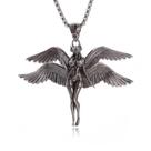 Colar com pingente de anjo de quatro asas, estilo gótico vintage