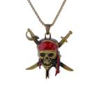 Colar com pingente de caveira de pirata de hip-hop com bandana vermelha
