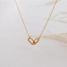 Colar com Pingente de Círculo Duplo de Strass Dourado - Gargantilha para Mulheres e Meninas
