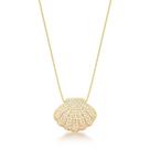 COLAR COM PINGENTE DE CONCHA CRAVEJADO BANHADO A OURO - Bijuteria Elegante