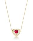 COLAR COM PINGENTE DE CORAÇÃO RUBI CRAVEJADO BANHADO A OURO - Joia Elegante e Sofisticada COLAR COM PINGENTE DE CORAÇÃO RUBI CRAVEJADO BANHADO A OURO - Joia Elegante e Sofisticada
