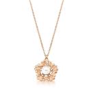 Colar com pingente de flor e pérola banhado a ouro rosê - 45 cm