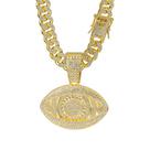 Colar com pingente de olho dourado com strass, corrente de elos cubana