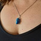 Colar Com Pingente De Pedra Ágata Azul Rolada Colar Com Pingente De Pedra Ágata Azul Rolada