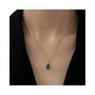 Colar com Pingente de Zircônia Verde Quadrado - Aço Titânio - Estilo Retrô