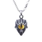 Colar com pingente Demon Eye com olho de tigre amarelo, corrente de 60 cm