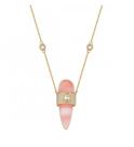 Colar com pingente em gota cabochão salmão banhado a ouro