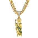Colar com pingente Saint Jude, banhado a ouro, design de strass