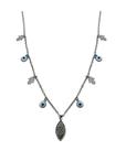 Colar com pontos de olho grego e hamsa banhado a ródio negro - 48 cm - 2 g