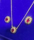 Colar Conjuntos Diamantes 5 mm Ouro 18 Kilates Peso 8.52 Gramas Brinco 13x11 mm Corrente 50 Cm Fio 1 mm