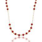 Colar Contrapinado Cristais Vermelho Ouro