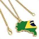 Colar Copa do Mundo Corrente Cordão Ouro Brasil Patriota Feminino