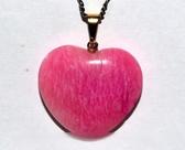 Colar Coração Amazonita Pink Pedra Natural Pino Dourado