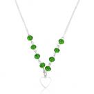 Colar Coração Contrapinado Cristais Verde Prata