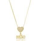 Colar Coração Cravejado Mãe Banho Ouro 18k